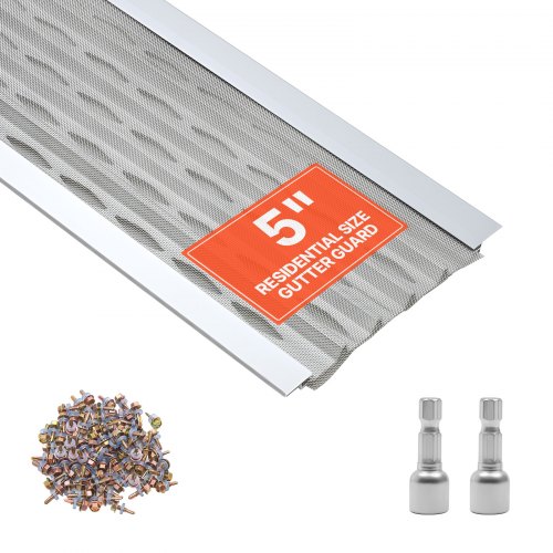 

VEVOR Gutter Guard, 5 in Aluminum Gutter Cover with Stainless Steel Micro Mesh, Heavy-Duty 100ft Length, 0.04in Thick, Leaf Guard for Debris and Pine Needles, Easy DIY Install, Screws Included, 20 PCS