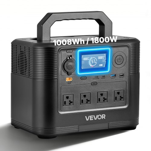 

VEVOR Portable Power Station, 1800W Solar Generator Power Station, 1008Wh LiFePO4 Battery Backup with 9 Output Ports for for Home Emergency, Outdoor Camping, RV Travel (Solar Panel NOT Included)