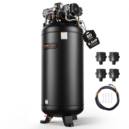 VEVOR 80 Gallon Air Compressor 65HP 155SCFM90 PSI 145PSI Oil Free Stationary Air Compressor Tank 86dB Ultra Quiet Compressor for Industrial Manu