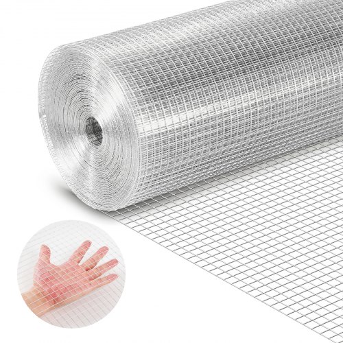 VEVOR Hardware Cloth, 1/2 inch 60 inch x 100 ft 19 Gauge Chicken Wire Fence, Hot-Dip Galvanized After Welding Metal Wire Mesh Roll, Garden Plant Welde
