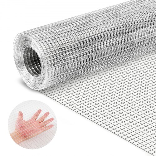 

VEVOR Hardware Cloth, 1/2 inch 72 inch x 50 ft 19 Gauge Chicken Wire Fence, Hot-Dip Galvanized After Welding Metal Wire Mesh Roll, Garden Plant Welded Fencing Roll Supports Poultry Netting Cage Fence