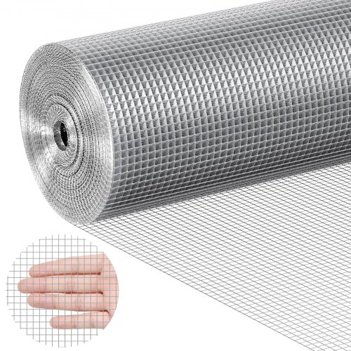 

VEVOR Hardware Cloth, 6.35mm 1220mm×30.48m 23 Gauge, Hot Dipped Galvanized Wire Mesh Roll, Chicken Wire Fencing, Wire Mesh for Rabbit Cages, Garden, Small Rodents