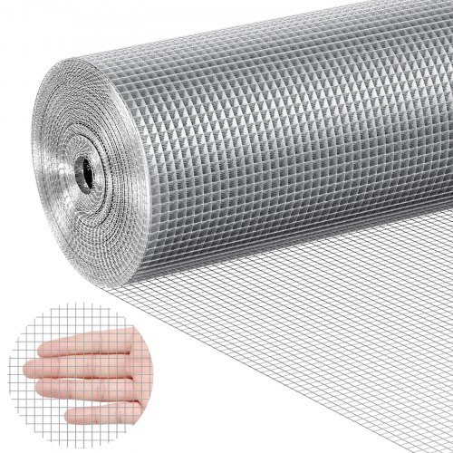 

VEVOR Hardware Cloth, 1/4 inch 48in x 50 ft 23 Gauge, Hot Dipped Galvanized Wire Mesh Roll, Chicken Wire Fencing, Wire Mesh for Rabbit Cages, Garden, Small Rodents