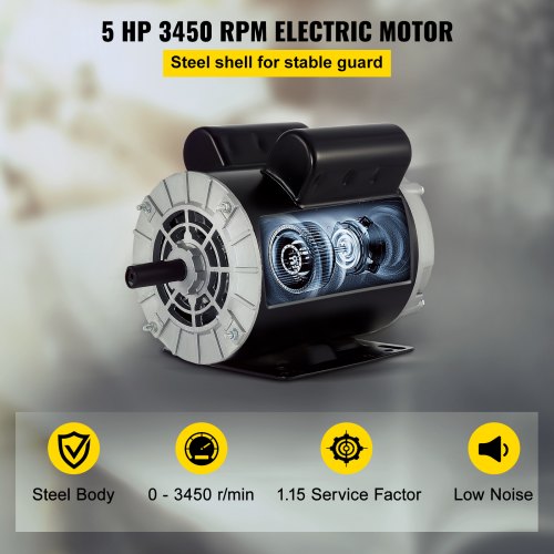5 HP SPL 3450 RPM Air Compressor 60 Hz Electric Motor 208-230 Volts 5/8" Shaft 
