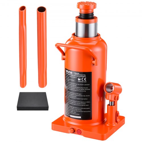 Vevor Hydraulic Bottle Jack 20 Ton (44092.5 Lbs) 9.65"-18.31" Lifting Range, For Construction Vehicle, Heavy-Duty Truck, Bus, Auto Repair And House Li-image