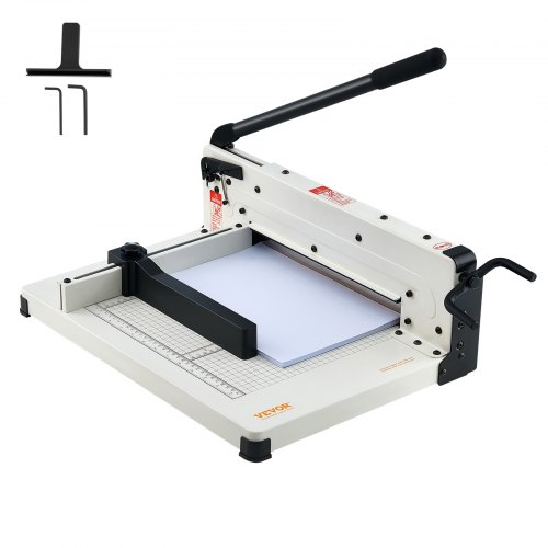 

VEVOR Heavy Duty Paper Cutter, 12" Industrial Commercial Guillotine Paper Cutter for A4 Paper, 400 Sheet Capacity, Solid Steel Construction, Stack Paper Trimmer for Office Home School Shop, White