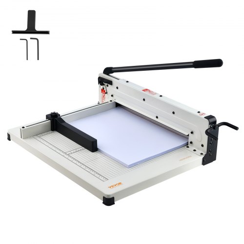 

VEVOR Heavy Duty Paper Cutter, 17" Industrial Commercial Guillotine Paper Cutter for A3 Paper, 400 Sheet Capacity, Solid Steel Construction, Stack Paper Trimmer for Office Home School Shop, White