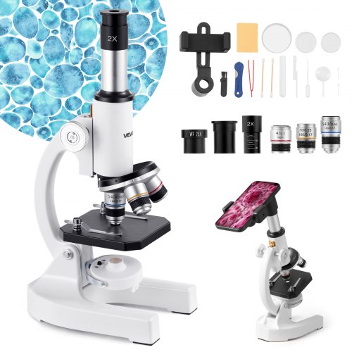 Vevor Microscope For Kids Adults, 40X-2000X Professional Compound Microscope Mobile Phone Adapter With Led Light, For Laboratory, School, Home, Educat-image