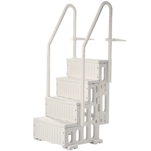 

VEVOR 4-Step White Pool Ladder of 2 Handrails Supports 400 lb for 48-54 In Pools