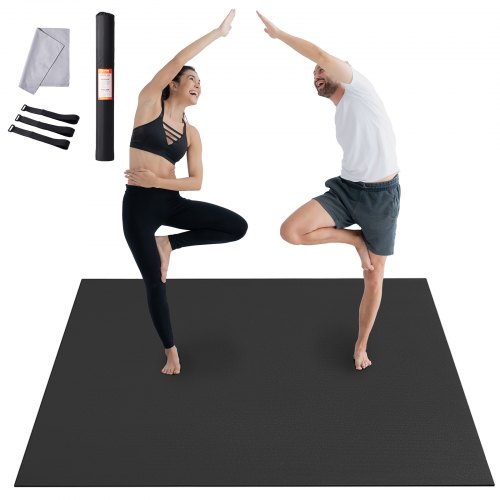 

VEVOR Exercise Mat, Non Slip High Density Premium Yoga Mat, Exercise Yoga Mat for Men & Women, Fitness & Exercise Mat with Bag & Carry Strap, for All Types of Home Yoga, Pilate & Floor Workout (8x6ft)