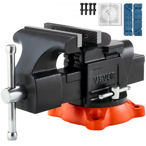 VEVOR Bench Vise, 5"" Jaw Width, 5"" Max Jaw Opening Multipurpose Vise with 360° Swivel Locking Base, 2.8"" Throat Depth, Heavy Duty Ductile Iron Workben