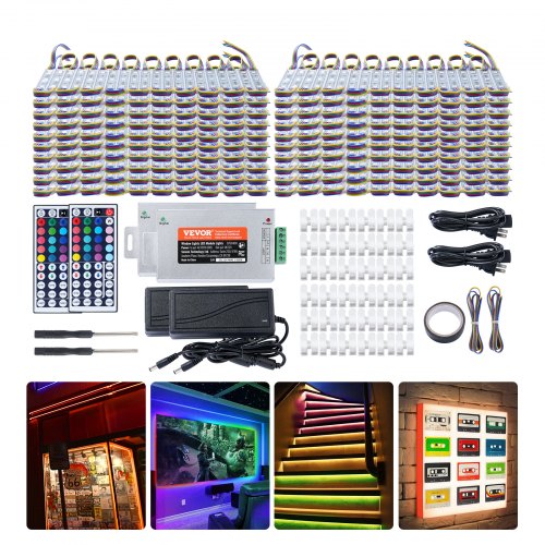 

VEVOR 400PCS LED Storefront Lights, 207 ft, LED Module Lights, 5050 SMD 3-LED RGB Color Changing Window Lights with Remote Control for Business Store Window Advertising Letter Signs, IP68 Waterproof