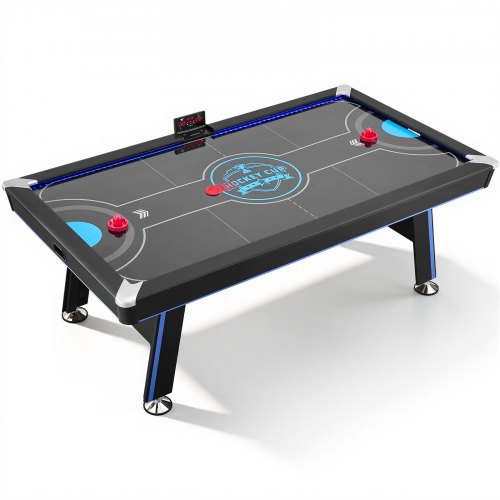 VEVOR 89" Air Hockey Table with LED Lights & Electronic Scorer, for Family Game Room, Basements, Home, Air Powered Hockey Arcade Game Table Set with High-powered Blower, Stable H-shaped Leg