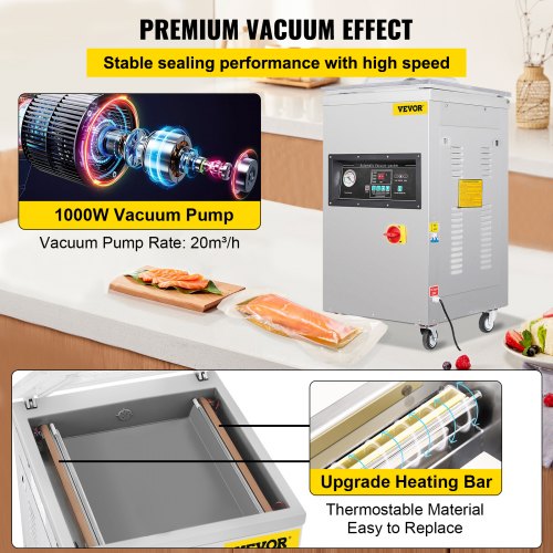 1000W Vacuum Packing Sealing Sealer Machine Extra Deep Chamber Automatic Package 