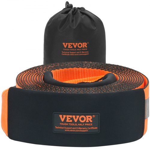 

VEVOR Recovery Tow Strap 101.6 mm x 9.1 m, 21092kg Break Strength, Triple Reinforced Loop Straps, Tree Saver, Off Road Towing and Recovery, Extreme Weather Resistance, Protective Sleeves & Storage Bag