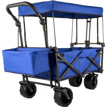 VEVOR Folding Wagon Cart Collapsible Garden Cart w/Canopy 220lbs Big Wheels - VEVOR