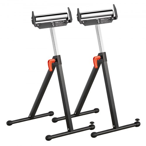 

2-Pack Roller Stands Max Load 250 lb Adjustable Height 27-43 in for Woodworking