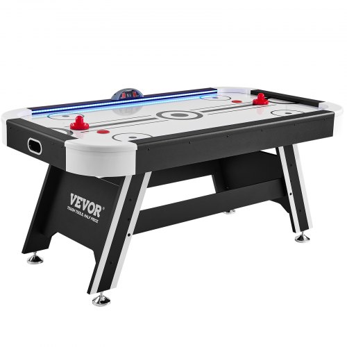 

VEVOR Air-Powered Hockey Table, 72" Indoor Hockey Table for Kids and Adults, LED Sports Hockey Game with 2 Pucks, 2 Pushers, and Electronic Score System, Arcade Gaming Set for Game Room Family Home