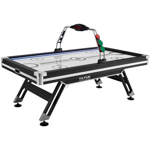 

VEVOR Air-Powered Hockey Table, 89" Indoor Hockey Table for Kids and Adults, LED Sports Hockey Game with 2 Pucks, 2 Pushers, and Electronic Score System, Arcade Gaming Set for Game Room Family Home