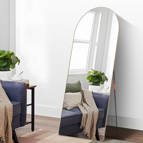 

VEVOR Arched Full Length Mirror, 1800 x 760 mm, Large Free Standing Leaning Hanging Wall Mounted Floor Mirror with Stand Aluminum Alloy Frame, Full Body Dressing Mirror for Living Room Bedroom, Black