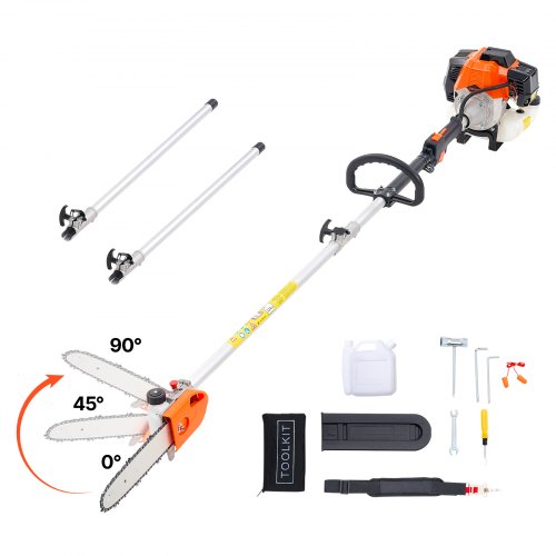 

VEVOR Gas Pole Saw Tree Trimmer Rotatable Head 43CC 2-Stroke 10 in Cutting Bar