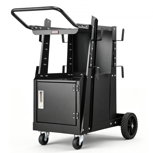 VEVOR Welding Cart, 2-Tier Heavy Duty Welder Cart with Anti-Theft Lockable Cabinet, 265LBS Weight Capacity, 360° Swivel Wheels, Tank Storage Safety Ch