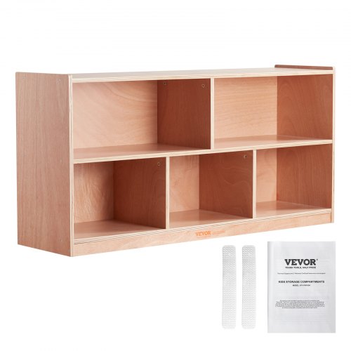 VEVOR Cubby Mobile Tray Storage Cabinet, 5-Compartment Cubby Storage Shelf, Cubby Storage Cabinet 2-shelf, Classroom Cubbies, Classroom Furniture for