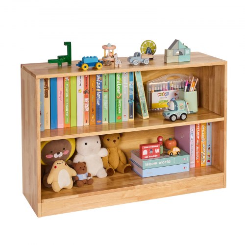 Toy Storage Organizer 2-Tier Cabinet 2 Section Cubbies for Home School Brown
