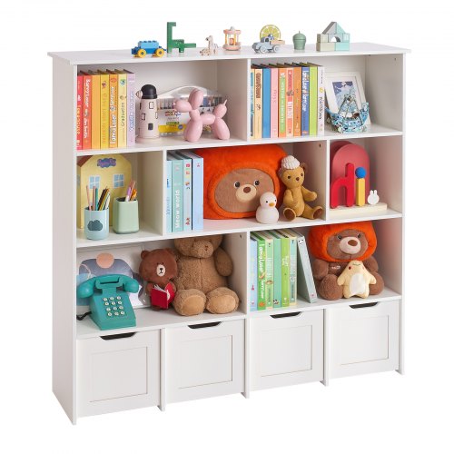 Toy Storage Organizer 3-Tier Wooden Cabinet 11 Section Cubbies with Drawers
