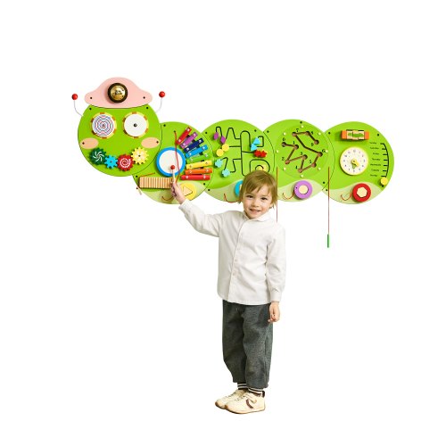 

VEVOR Caterpillar Activity Wall Busy Board Panels, 12 Activities, Montessori Sensory Wall Toy for Kids 3-12 Years, Montessori Learning Activity Center, Ideal for Toddler Playroom Nursery Classroom