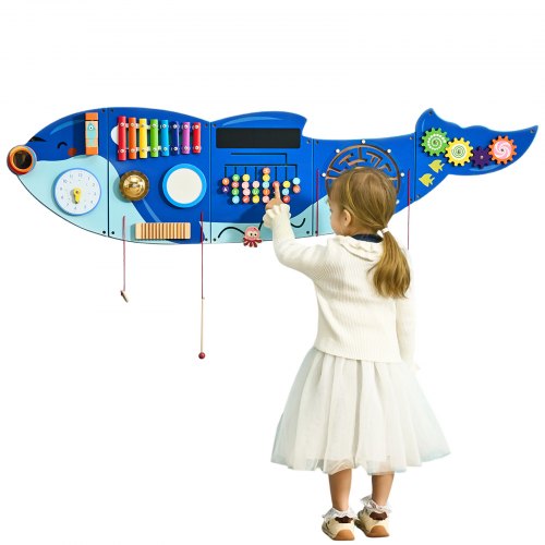 VEVOR Orca Activity Wall Busy Board Panels, 12 Activities, Montessori Sensory Wall Toy for Kids 3-12 Years, Montessori Learning Activity Center, Ideal