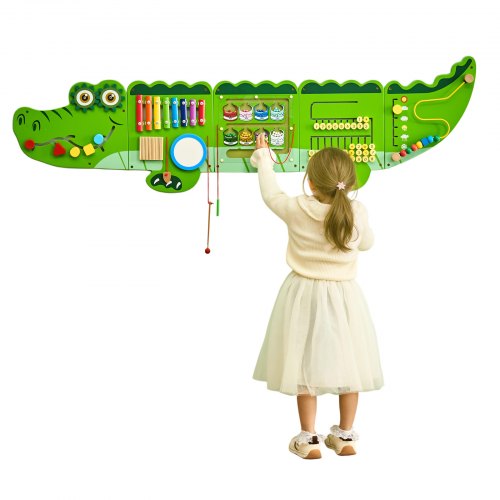 

VEVOR Crocodile Activity Wall Busy Board Panels, 9 Activities, Montessori Sensory Wall Toy for Kids 3-12 Years, Montessori Learning Activity Center, Ideal for Toddler Playroom Nursery Classroom