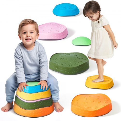 

VEVOR Kids Balance Stepping Stones Sensory Obstacle Course 6 PCS Outdoor Indoor