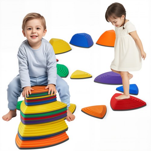 

VEVOR Balance Stepping Stones for Kids, 12 PCS, Up to 220 lbs, Non-Slip Toddlers Sensory Stepping Stones, Obstacle Course Coordination Game Toys Indoor or Outdoor Play for Children Aged 3 4 5 6 7 8+
