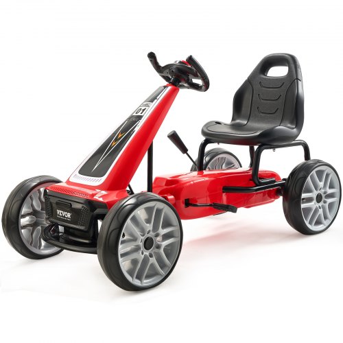 

VEVOR Go Kart 4 Wheel Pedal Ride On Toy for Kids Adjustable Seat Hand Brake Red