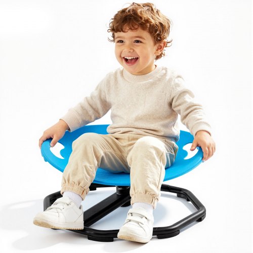 VEVOR Spinning Chair for Autistic Kids Ages 2-6 Autism Sensory Toy 110 LBS, Sensory Swivel Seat Products for Children ADHD, Training Body Coordination Balance, 16.9" L x 14" W, Rounded Shape, Green