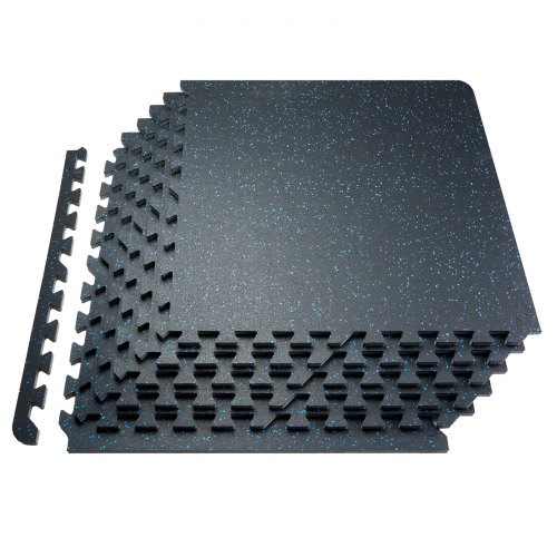 Vevor 0.56 Inch Thick Gym Floor Mats, 12 Tiles Rubber Top With Eva Foam, 25" X 25" Gym Flooring Workout Mats With 48 Sq.Ft Coverage, Interlocking Puzz-image