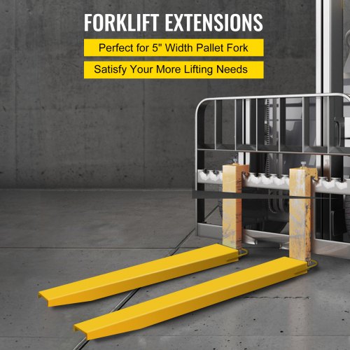 Steel Pallet Forklift Fork Extensions High Tensile Steel 96x5.8 Retaining Lift Truck Slide On Clamp 