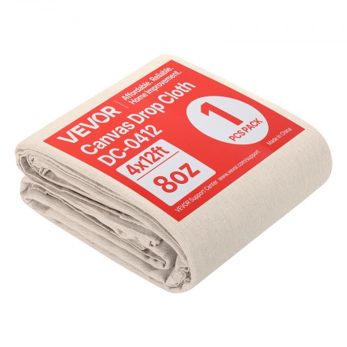 VEVOR Canvas Drop Cloth, 4x12 ft Painters Drop Cloth for Painting, 8oz All Purpose Canvas Tarp for Furniture & Floor Protection, Cotton Fabric Paint Tarp for Curtains, Tablecloths, Washable & Reusable