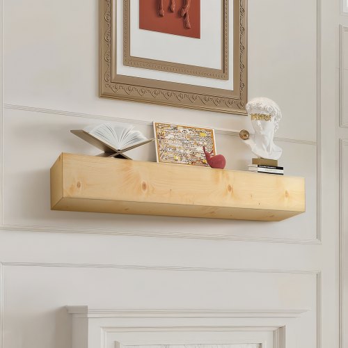 

VEVOR Fireplace Mantel Wood Shelf Floating Rustic Fireplace Mantel 72" Natural