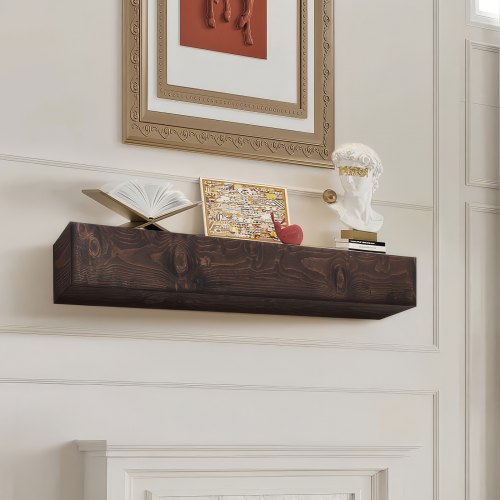 

VEVOR Fireplace Mantel Wood Shelf Floating Rustic Mantel Shelf 72" Light Brown