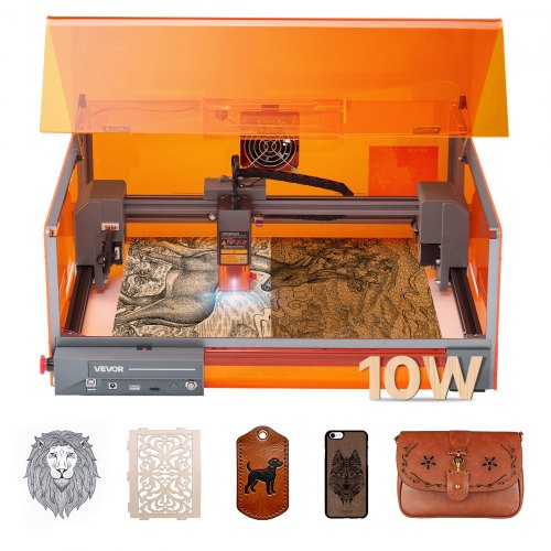 

VEVOR Laser Engraver, 10W, Laser Engraving and Cutting Machine with Enclosure, Laser Cutter Engraver Machine, 11.8 x 11.8 in Working Area, 7000 mm/min, for Wood, Leather, Glass, Certain Metal, Class 1
