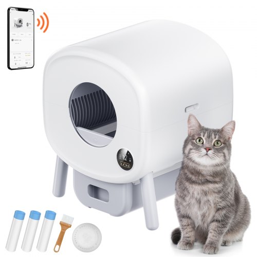 

VEVOR 75L Self Cleaning Cat Litter Box with Odor Removal APP Control Sensor Gray