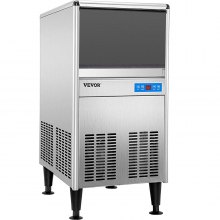 VEVOR 110V Commercial Ice Maker Machine 125LBS/24H ETL Approved Stainless Steel Ice Machine with 50LBS Bin, Auto Clean, Clear Cube, Air-Cooled, Include Water Filter and Drain Pump