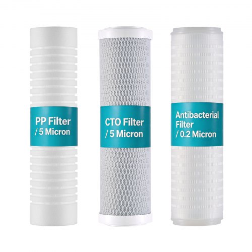 

VEVOR RV Water Filter Replacement Cartridge, 0.2-Micron 3 Pack 3 Stage Premium RV Water Filtration Replacement Cartridge for 2.5" x 10" Filter Housing, Reduces Sediment, Particles, Chlorine, Odors