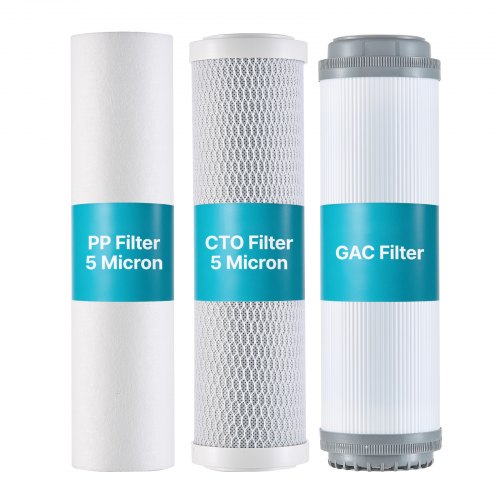 

VEVOR RV Water Filter Replacement Cartridge, 5-Micron 3 Pack 3 Stage Premium RV Water Filtration Replacement Cartridge for 2.5" x 10" Filter Housing, Reduces Sediment, Particles, Chlorine, and Odors
