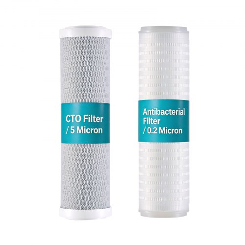 

VEVOR RV Water Filter Replacement Cartridge, 0.2-Micron 2 Pack Dual Stage Premium RV Water Filtration Replacement Cartridge for 2.5" x 10" Filter Housing, Reduces Sediment, Particles, Chlorine, Odors