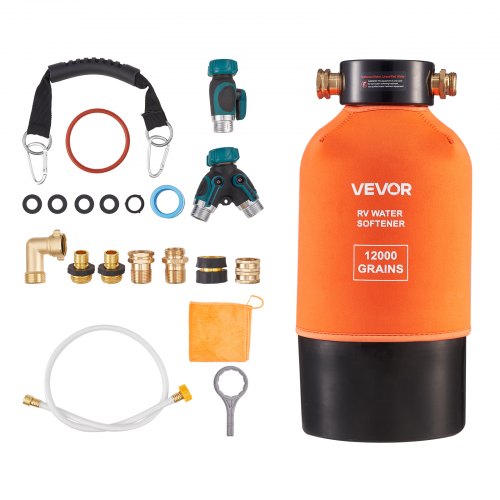VEVOR RV Water Softener, 12,000 Grain, Portable Water Softener System with NPT 3/4" Fittings, Food-Grade Resin, Quick Connect, Convenient for RVs, Tra