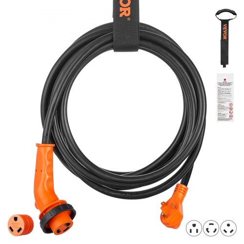 VEVOR 25 Feet RV Power Cord, 30 Amp, Heavy Duty STW 3*10AWG Generator Cord, NEMA