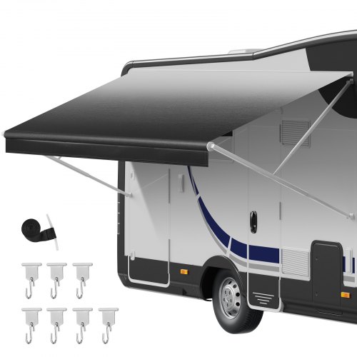 

VEVOR RV Awning Fabric Replacement, 15' (Fabric 14'2") 18 oz Heavy-Duty Weatherproof Vinyl Camper Awning Replacement, UPF50+ Protection Waterproof Outdoor Canopy for RV, Motorhome, Trailer, Black Fade